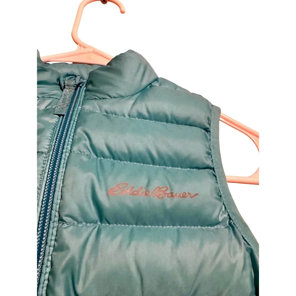 EDDIE BAUER Girls Aqua Teal Puffer Vest Size‎ XS 5/6 Down Lightweight